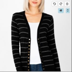 STRIPED STUDDED CARDIGAN SWEATER